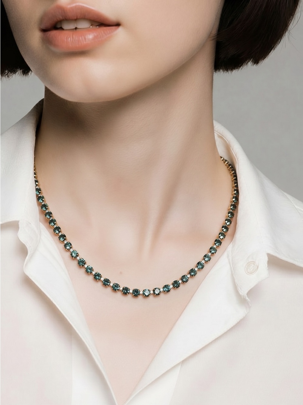 Elegant Blue Crystal Tennis Necklace - Unbranded